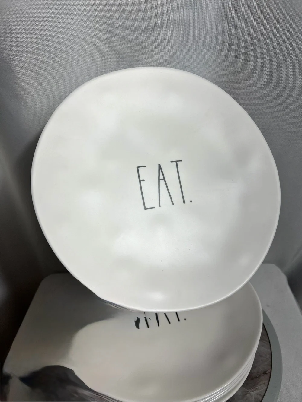 Rae Dunn EAT Dinner Plates Set of 8 White Melamine 10.5” Farmhouse Dining